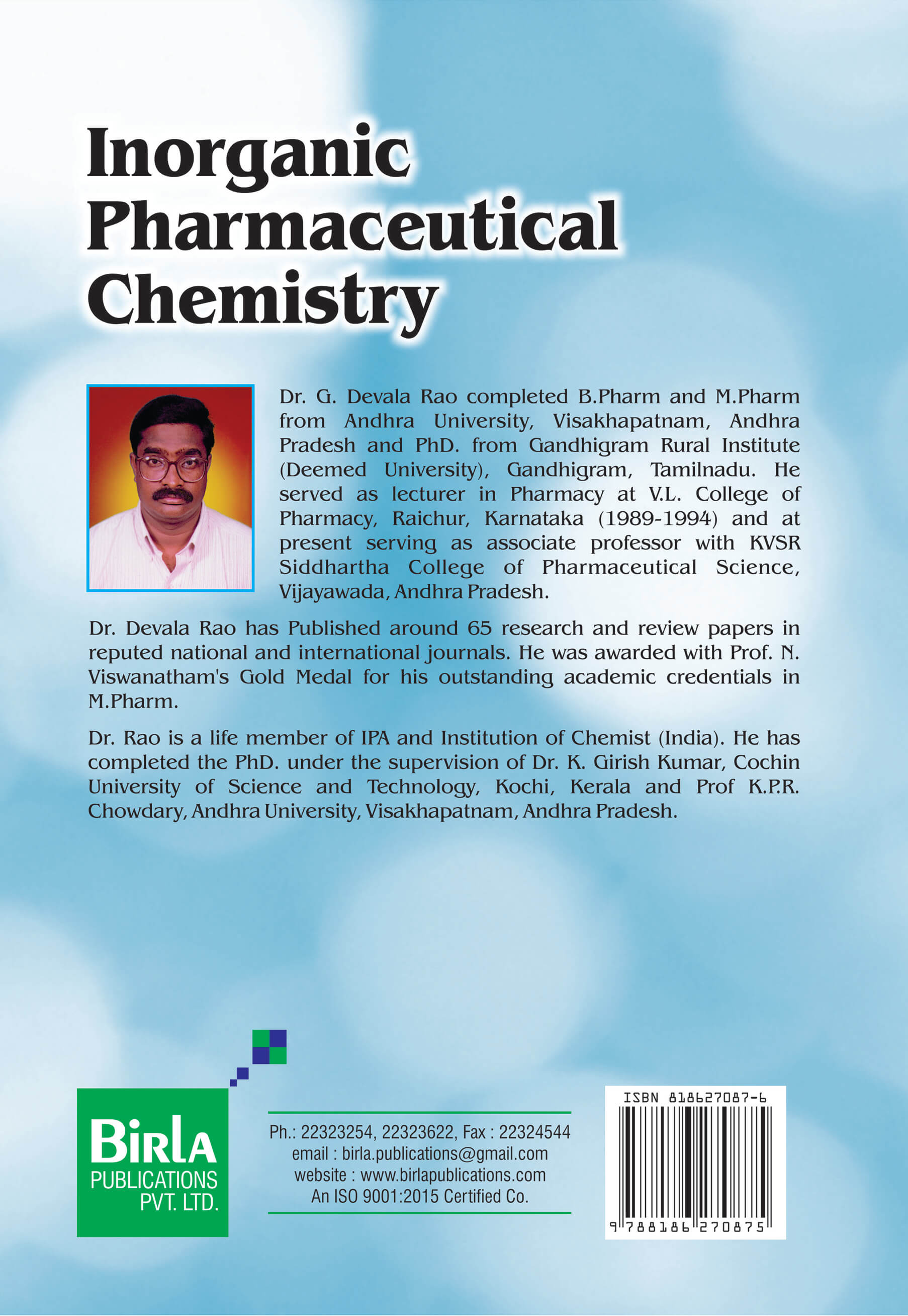 INORGANIC PHARMACEUTICAL CHEMISTRY