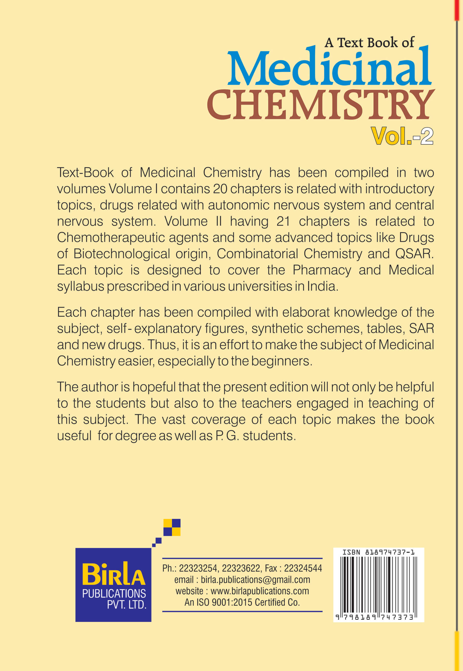 MEDICINAL CHEMISTRY VOL.-II