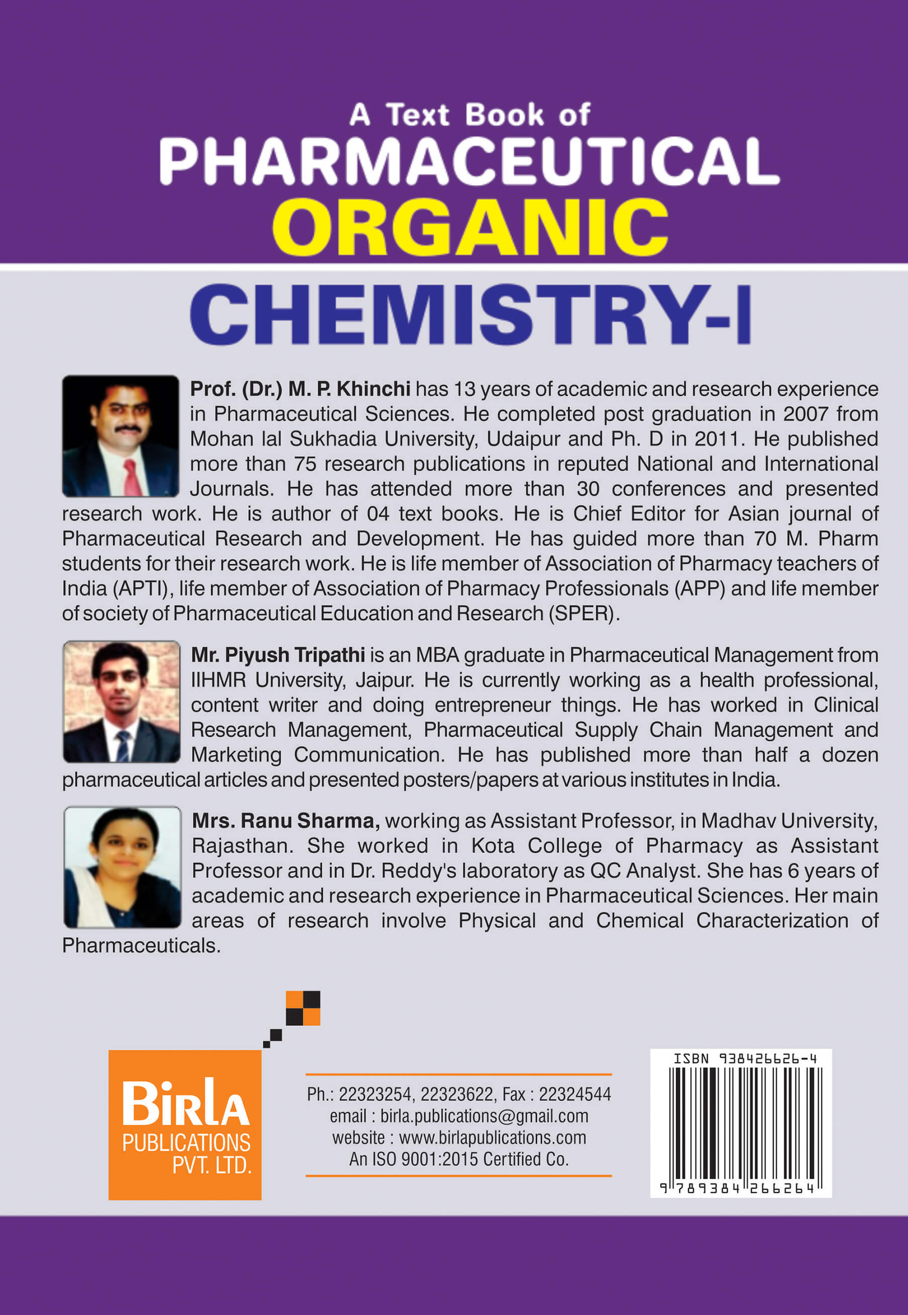 A TEXT BOOK OF PHARMACEUTICAL ORGANIC CHEMISTRY-I