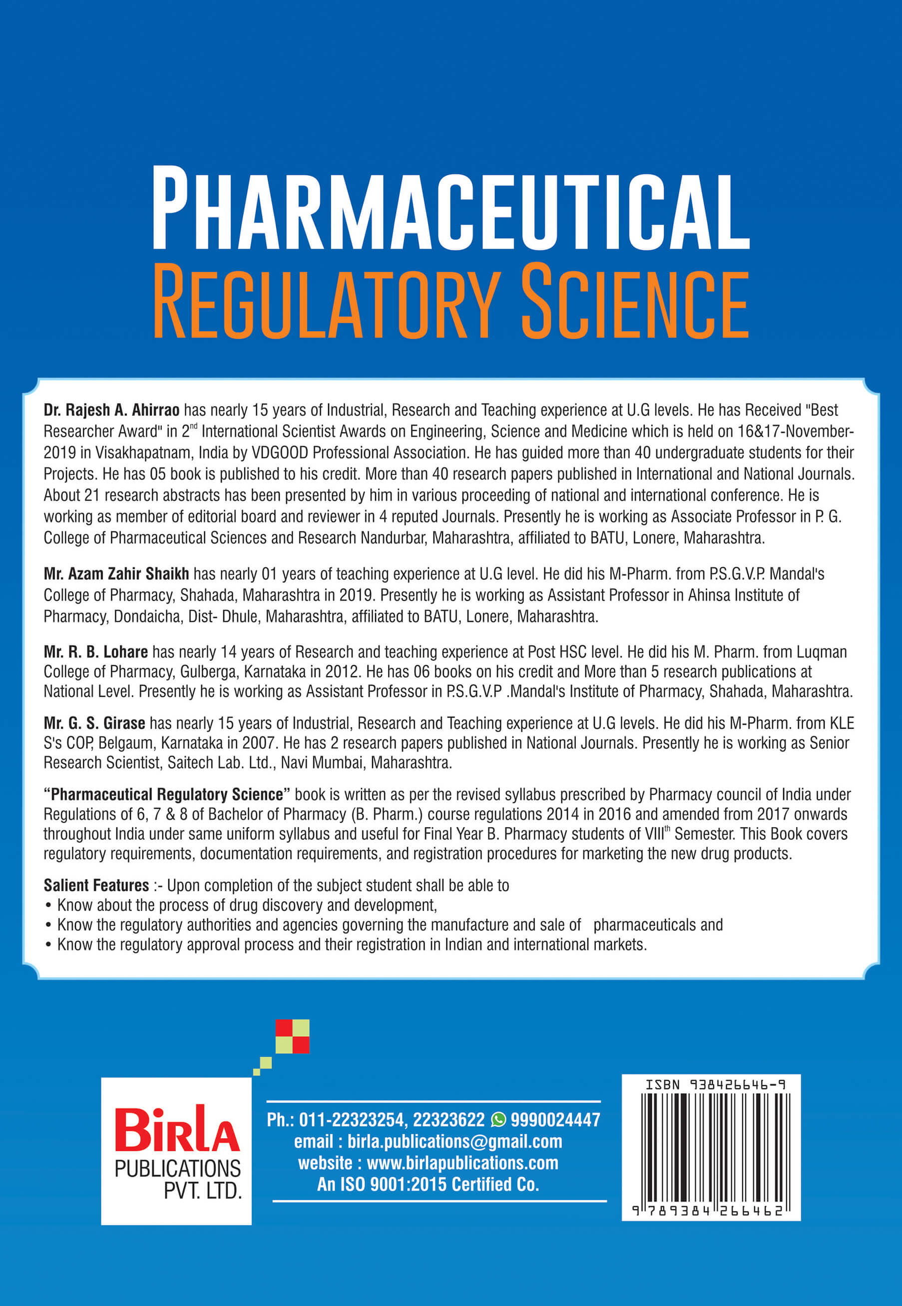 PHARMACEUTICAL REGULATORY SCIENCE